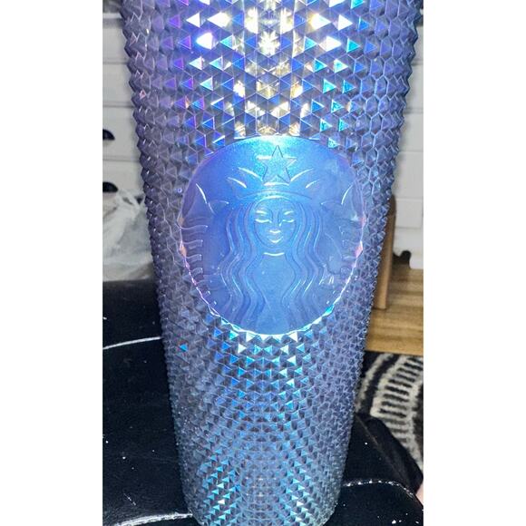 Starbucks '23 Fall Oil Slick Rainbow Black Bling Studded Cold Cup Tumbler 24 New - Picture 2 of 6